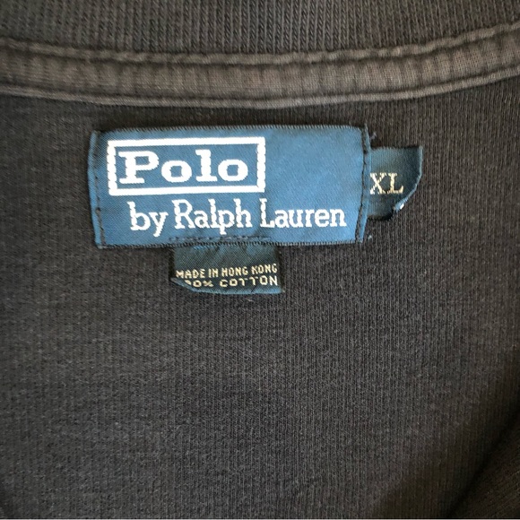 Ralph Lauren Polo Black 1/4 zip pullover sweatshirt Shirt Heavy Cotton Knit XL - Picture 2 of 7